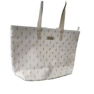Carribbean Joe Flamingo Tote Gold Cream Shoulder Bag Handbag Purse Large